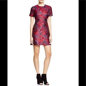 Aqua Brocade dress in red. XS